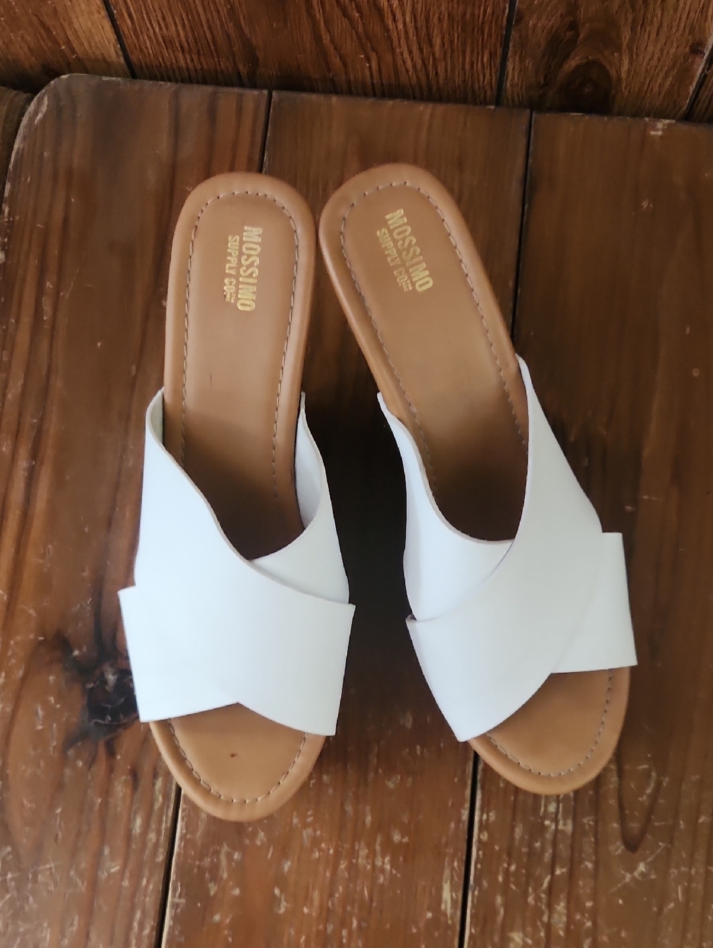 Mossimo Supply Co. White Crossband Slide Mules